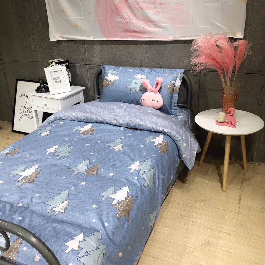 一件代发纯棉简约清新三件套单人宿舍三件套全棉学生套件批发团购|ru