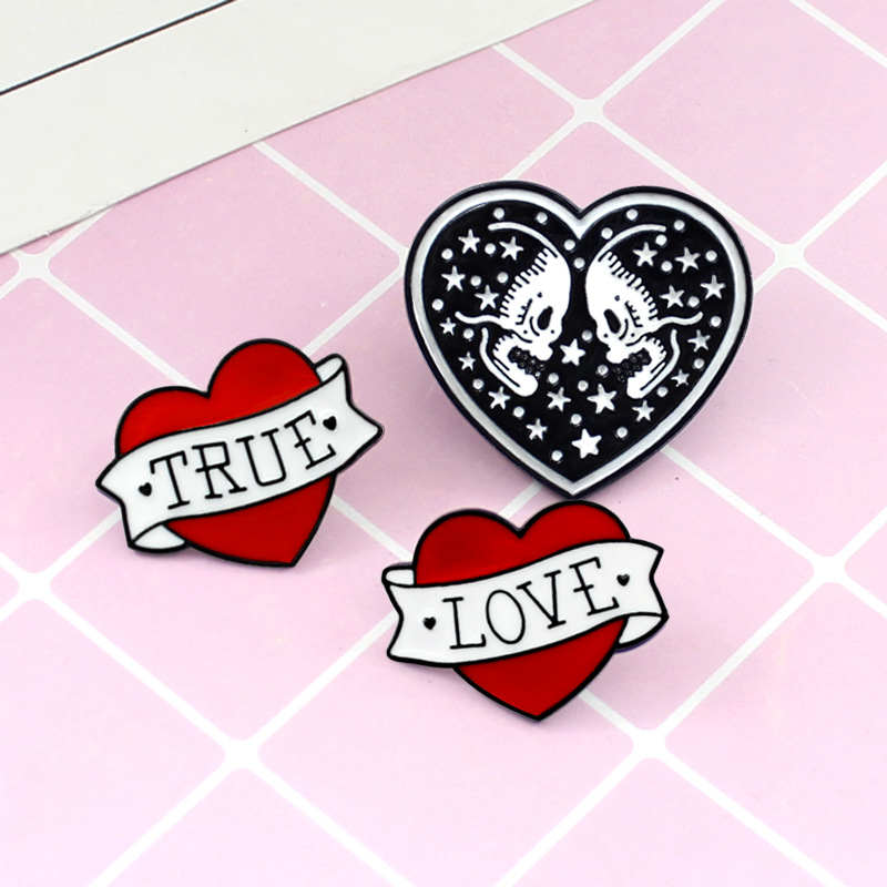 Street Occasion Alloy Material Heart Shape Pattern Fashion Pin Heart Shape Alloy Enamel Flowers Unisex Brooches