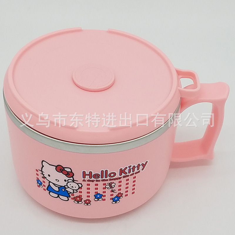 Factory direct sales of stainless steel 304 lunch boxes, cartoon covered instant noodle bowls, insulated fast food cups, heat-resistant student lunch boxes detail image 3