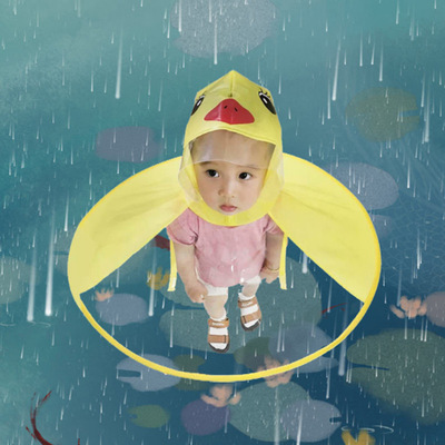 飞碟雨衣厂家抖音同款小黄鸦雨衣幼儿园儿童宝宝斗篷式防水雨披