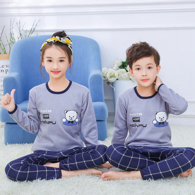 2017新款秋冬季儿童加绒加厚保暖内衣套装 男童女童保暖衣批发