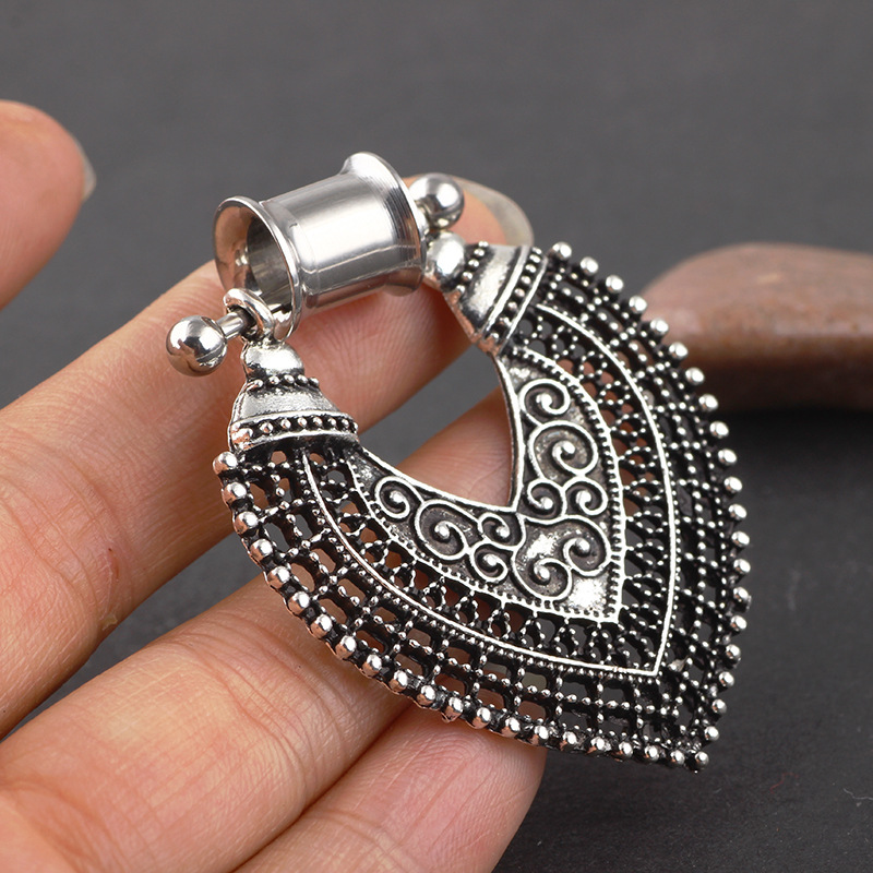 Double Horn Earrings Stainless Steel U-shape Retro Body Piercing Jewelry for Auricle detail image 7