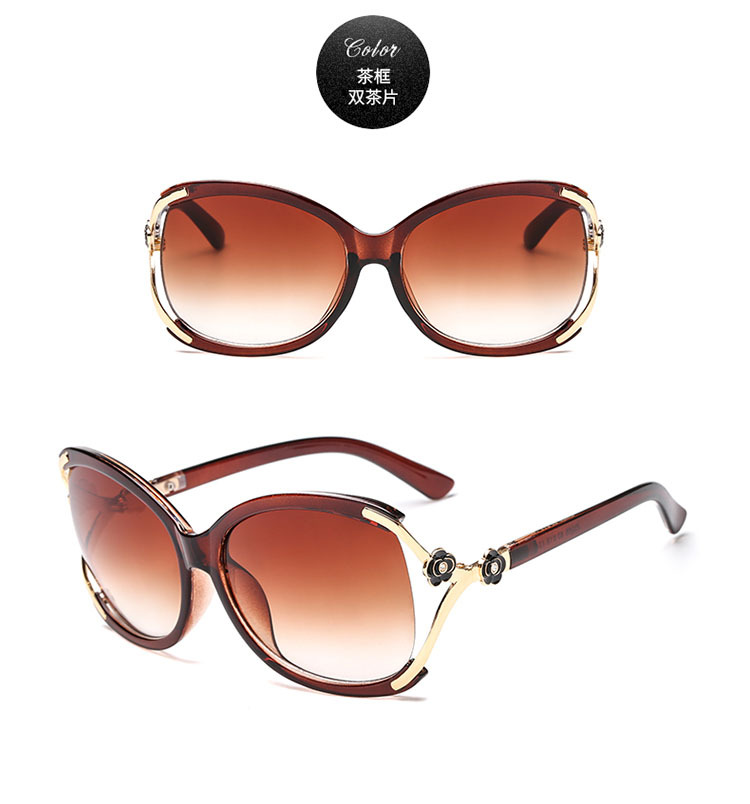 new trend flower sunglasses hollow metal diamond hinged sunglasses big