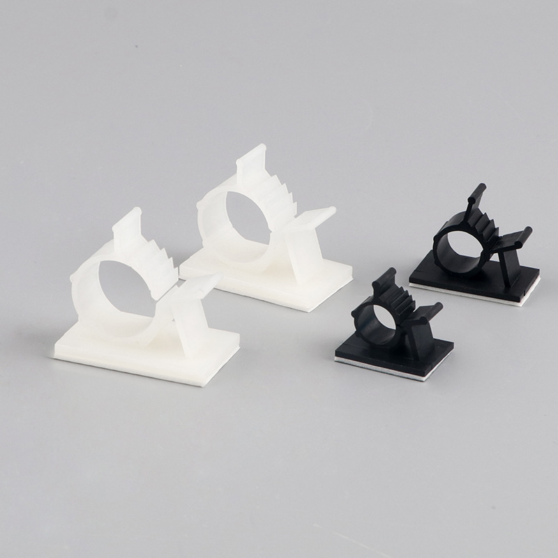 0810小号自粘式固定座塑料尼龙卡扣 束线器可调式配线固定器黑白