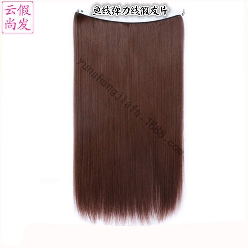 Foreign Trade Wig For Women High Temperature Silk Fish Line Hair Curtain Long Straight Hair Invisible Wig Piece Direct Sale