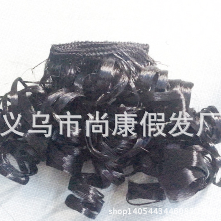 Children's wig female black DIY ponytail small braid curly hair girl cute princess style simulation hair