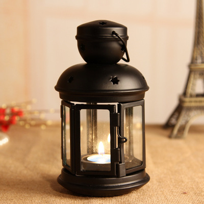 蜡烛台金属浪漫铁艺防风灯香薰玻璃北欧家用卧室外茶蜡杯创意圣诞|ms