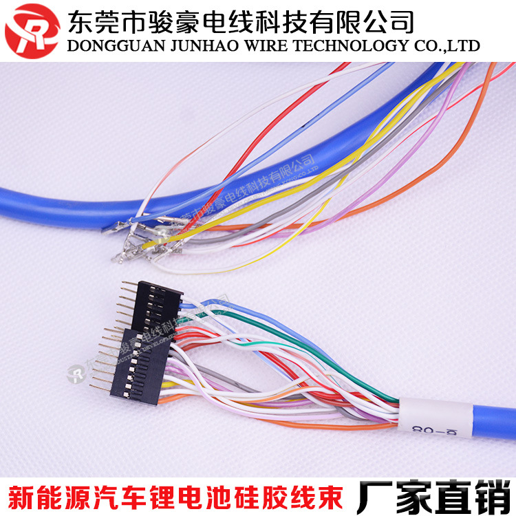 销售定制 新能源汽车锂电池硅胶线束 16芯电动汽车高压连接线束
