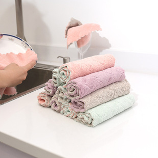 Lint-free absorbent dishwashing cloth kitchen thickened cleaning towel hand towel soft oil-free dishcloth