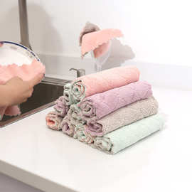 不掉毛吸水洗碗布 厨房加厚清洁毛巾擦手巾柔软不沾油抹布
