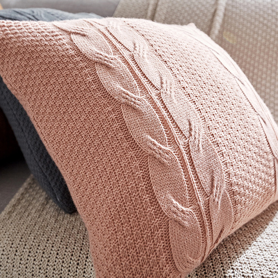 臻坊- 双麻花风格靠枕毛线创意家居沙发靠垫套抱枕壳