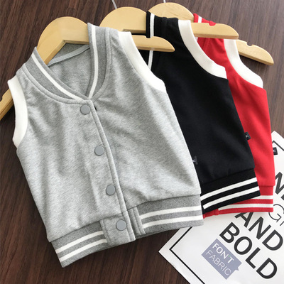嬰兒馬甲春秋新款女童寶寶男童小童幼兒純色背心女童外穿韓版代發