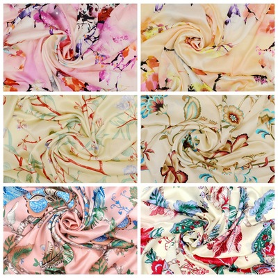 41-50# Fabric cloth wholesale 100 mulberry silk printing Real silk Satin Fabric Home textile customization