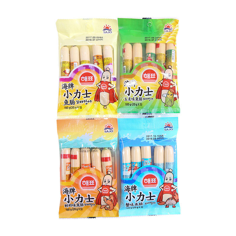 the republic of korea Imported children Intestine Sea cards Little Hercules Shrimp Flavor Ham sausage 20g*5 Root combination Cod intestine