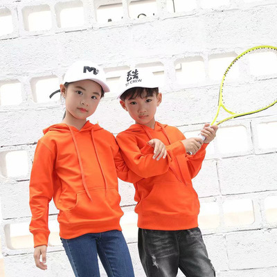 秋冬新款加绒加厚连帽卫衣纯棉儿童亲子装卫衣男女班服广告定制|ms