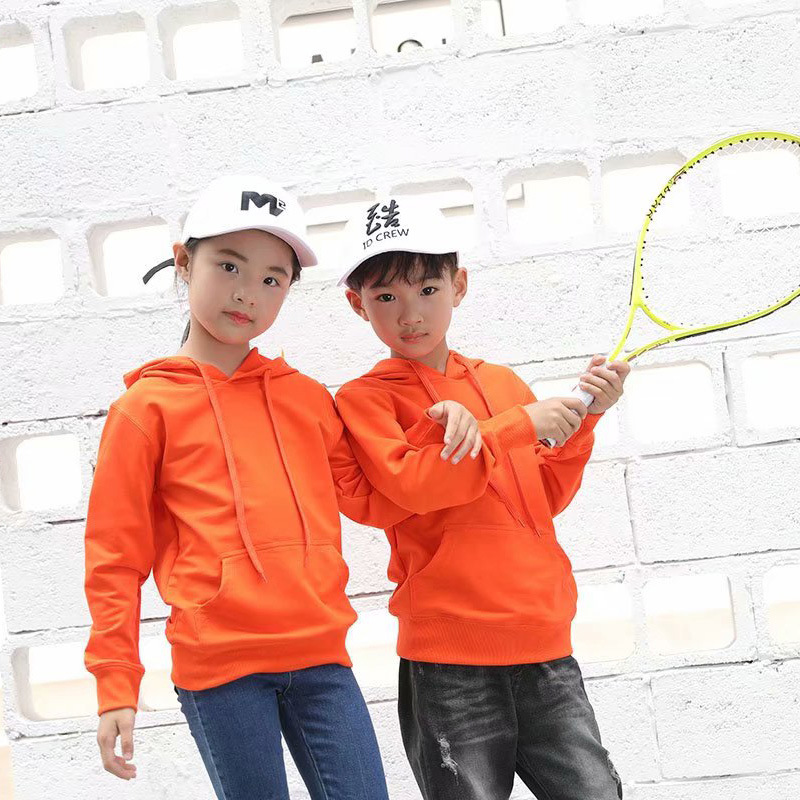 秋冬新款加绒加厚连帽卫衣纯棉儿童亲子装卫衣男女班服广告定制|ms