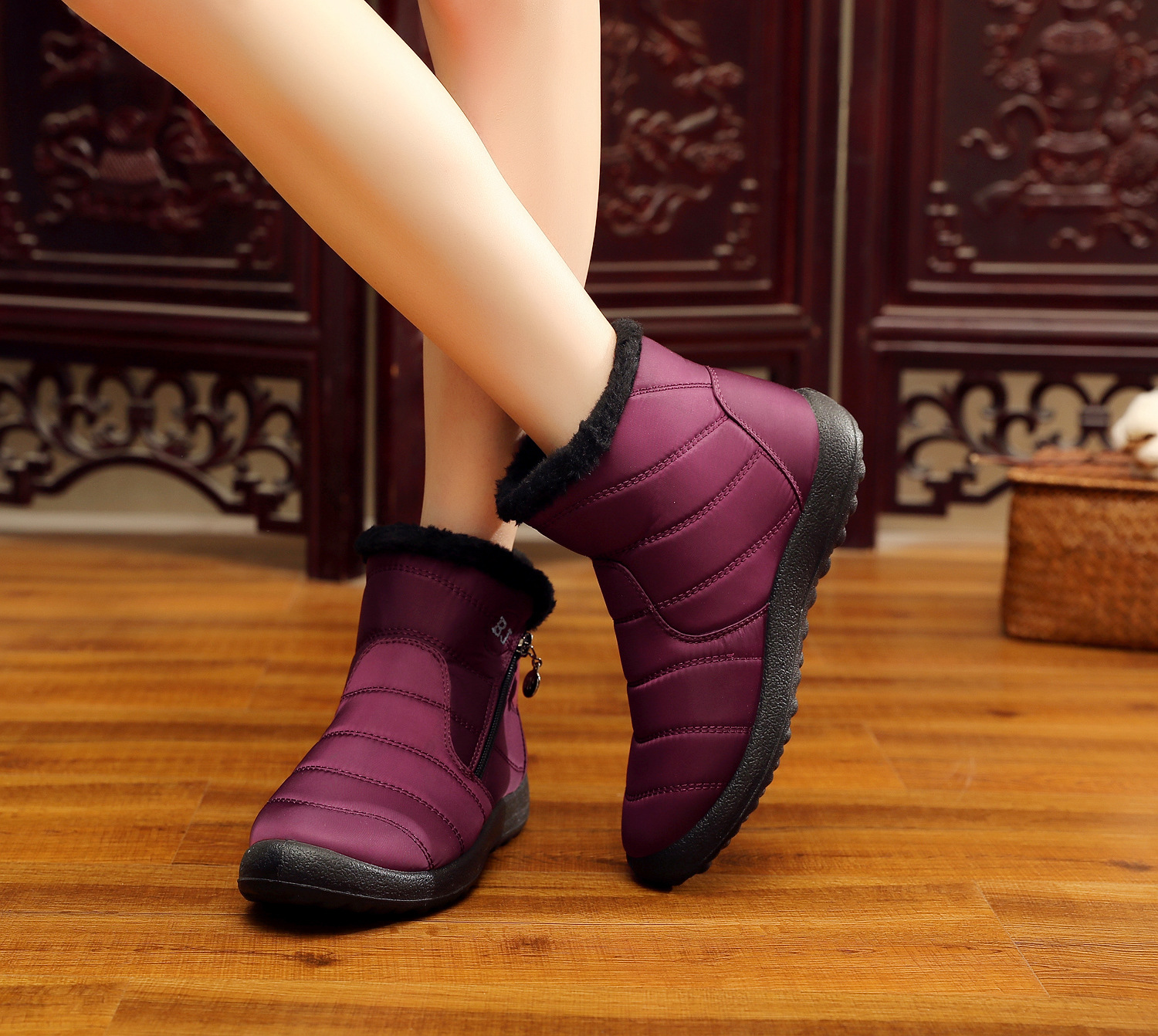 冬季新款老北京棉鞋一脚蹬中老年棉鞋休闲运动妈妈棉鞋地摊女棉鞋-阿里巴巴