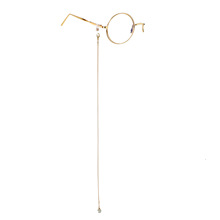 单片眼镜顾昀单边单框男女学生英伦复古风不锈钢天然猫眼石眼镜链