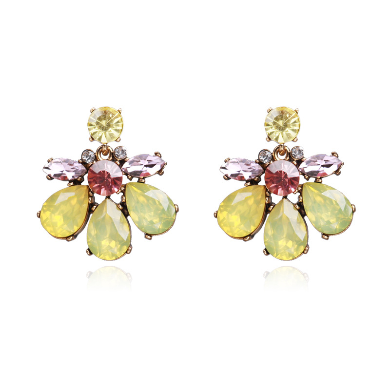 16g Weight Drop Earrings Classification 1 Pair Quantity Daily Occasion Plastic Material Flower Pattern Women'S Gender Rhinestone Design Simple Style Style 1 Pair Simple Style Flower Plastic Rhinestone Women's Drop Earrings 5