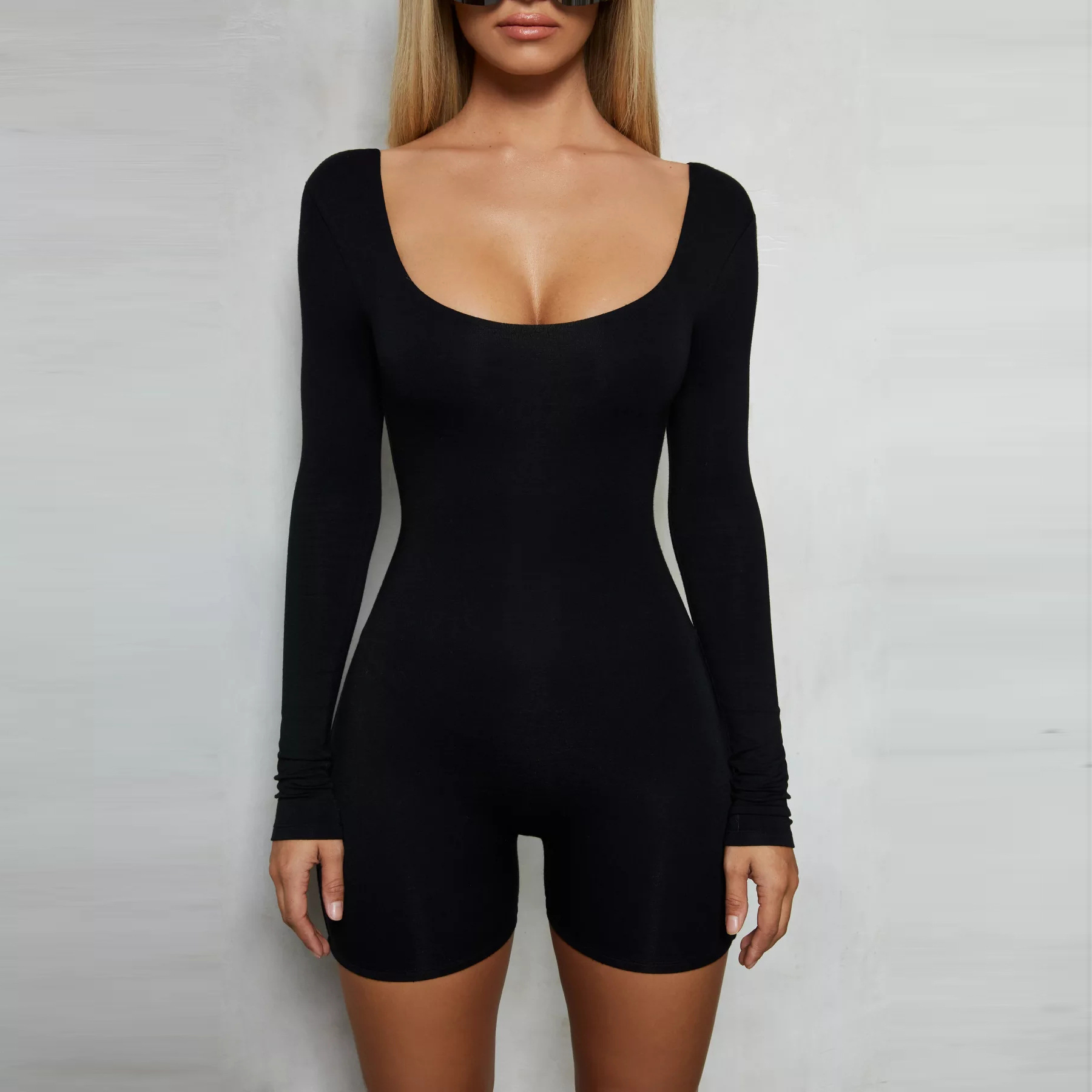 long-sleeved sexy one-piece shorts jumpsuit NSFD37672