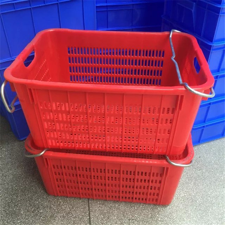 商丘许昌周转箩668*465*353蔬菜萝水果箩 广州塑料箩筐带铁耳