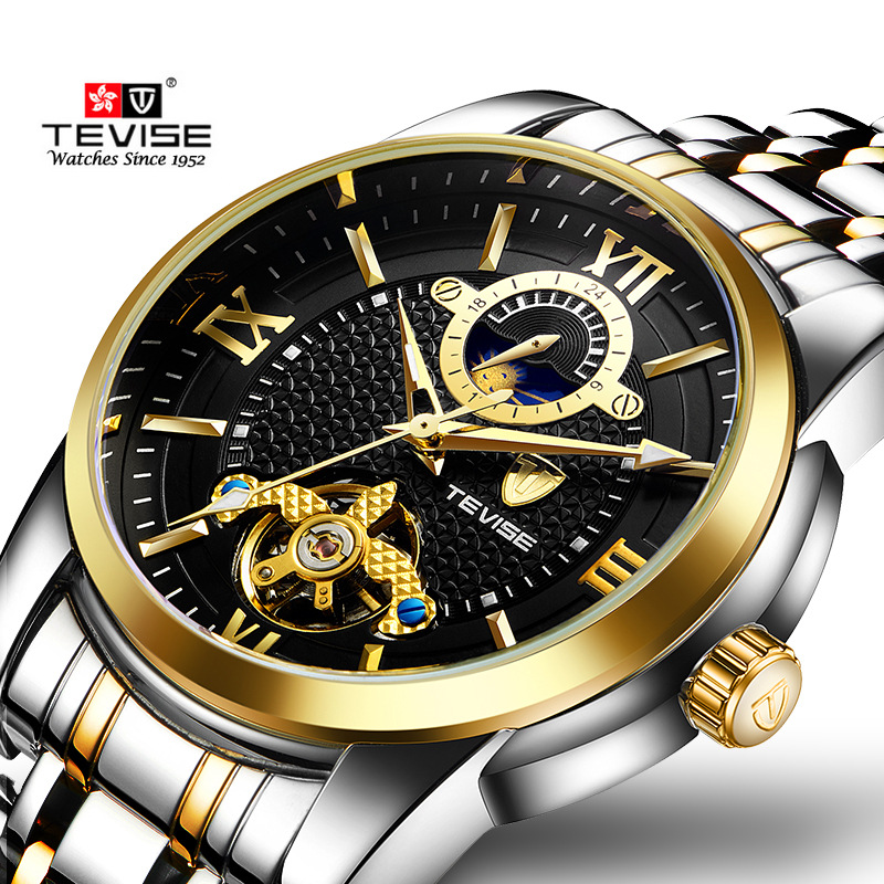 TEVISE Twith New Men's Watch Automatic Mechanical Watch Men's Watch Water Meter