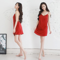 Meinai European-style Sexy Deep-V Satin Sheer Strappy Nightdress & Loungewear Set&mdash;Drop Shipping Available