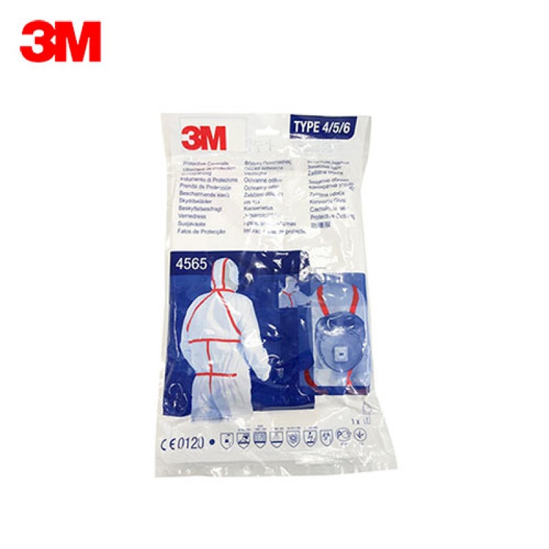 3M 4565 白色带帽红色胶条连体防护服L；XL456000022