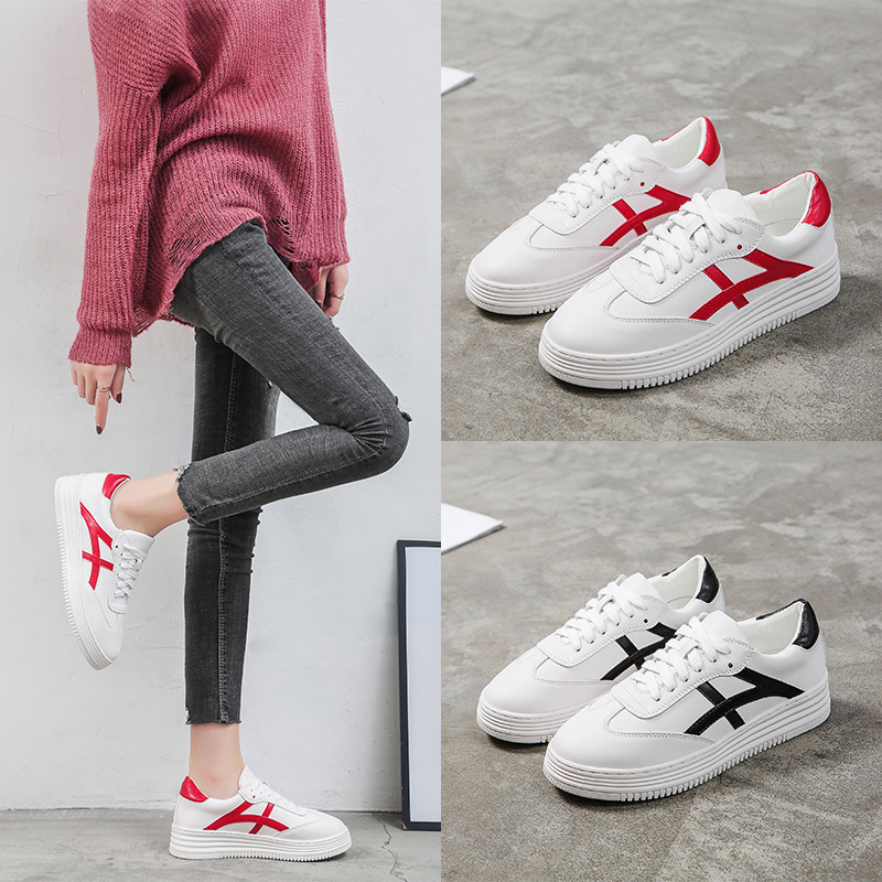 大碼41-43新款2018秋季小白鞋女休閑運動厚底系帶網紅韓版老爹鞋