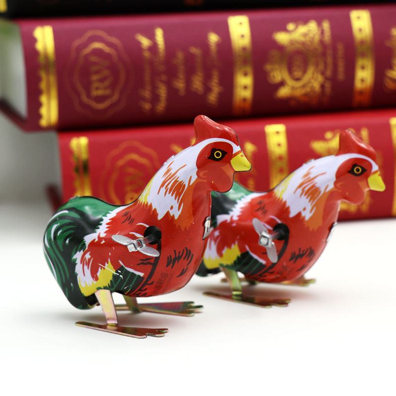 Gallo Catena Orologio Saltellante Pollo Anni '80 Ferro Nostalgico Giocattolo Mercato Notturno_voghion.com