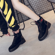 中跟短靴女2018新款磨砂平跟秋冬加绒休闲显瘦女鞋时尚厚底马丁靴