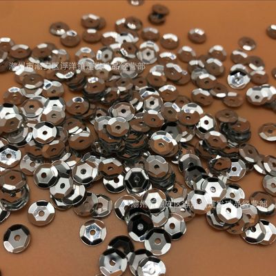 厂家批发5mm6mm曲面PVCPET珠片亮片舞台服装高亮塑料片材银色金色|ms