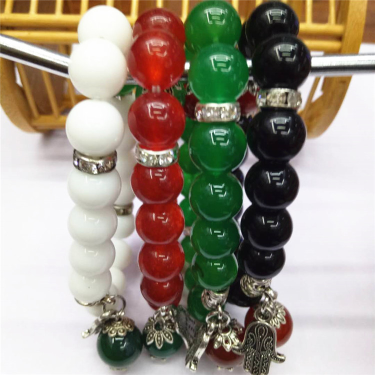 New trendy crystal jewelry: Green Dongling White Porcelain Obsidian combination bracelet, palm fortune bead bracelet wholesale, handcrafted detail image 3