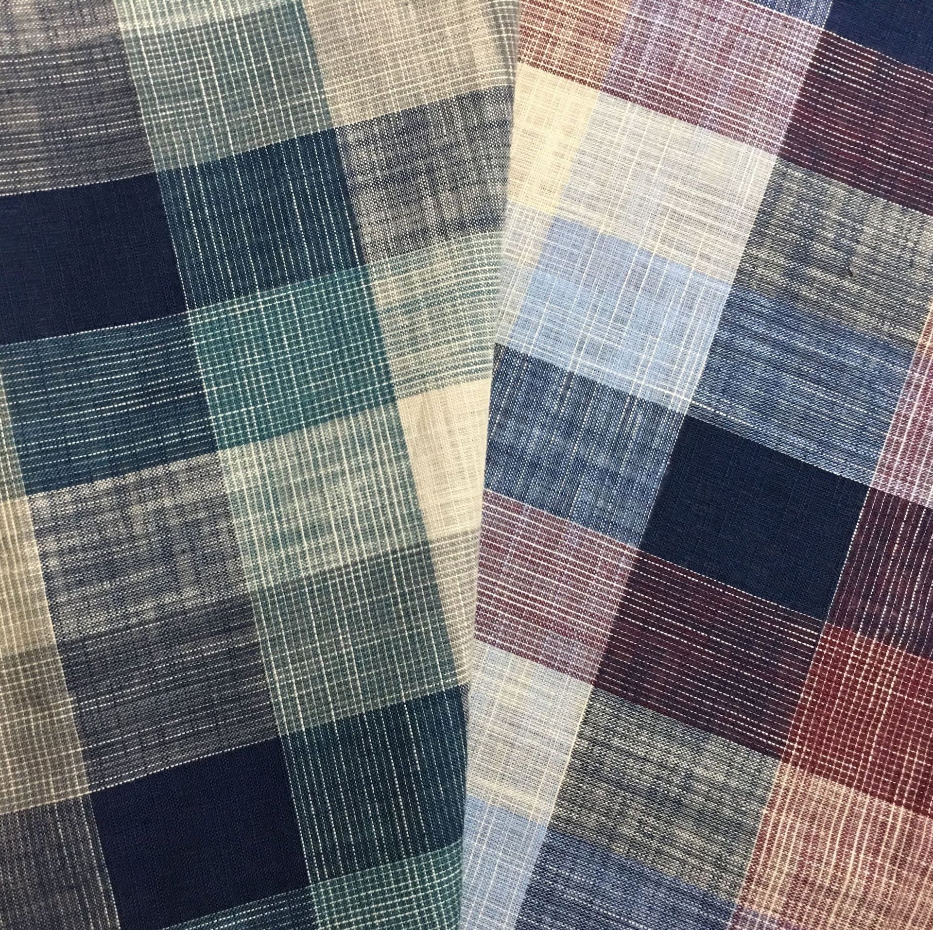 全棉色织仿麻棉风格格子布衬衫服装帽子纯棉面料家居拖鞋布料现货