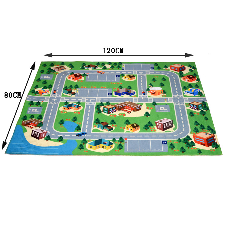 卧室茶几地毯儿童爬爬垫爬行垫可折叠交通图案游戏垫子
