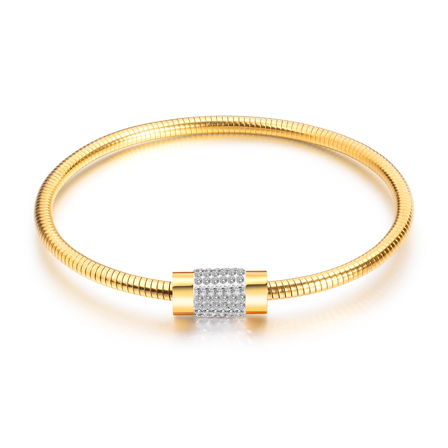 OPK饰品跨境电商热销配饰锆石网红气质百搭钛钢磁吸手镯女