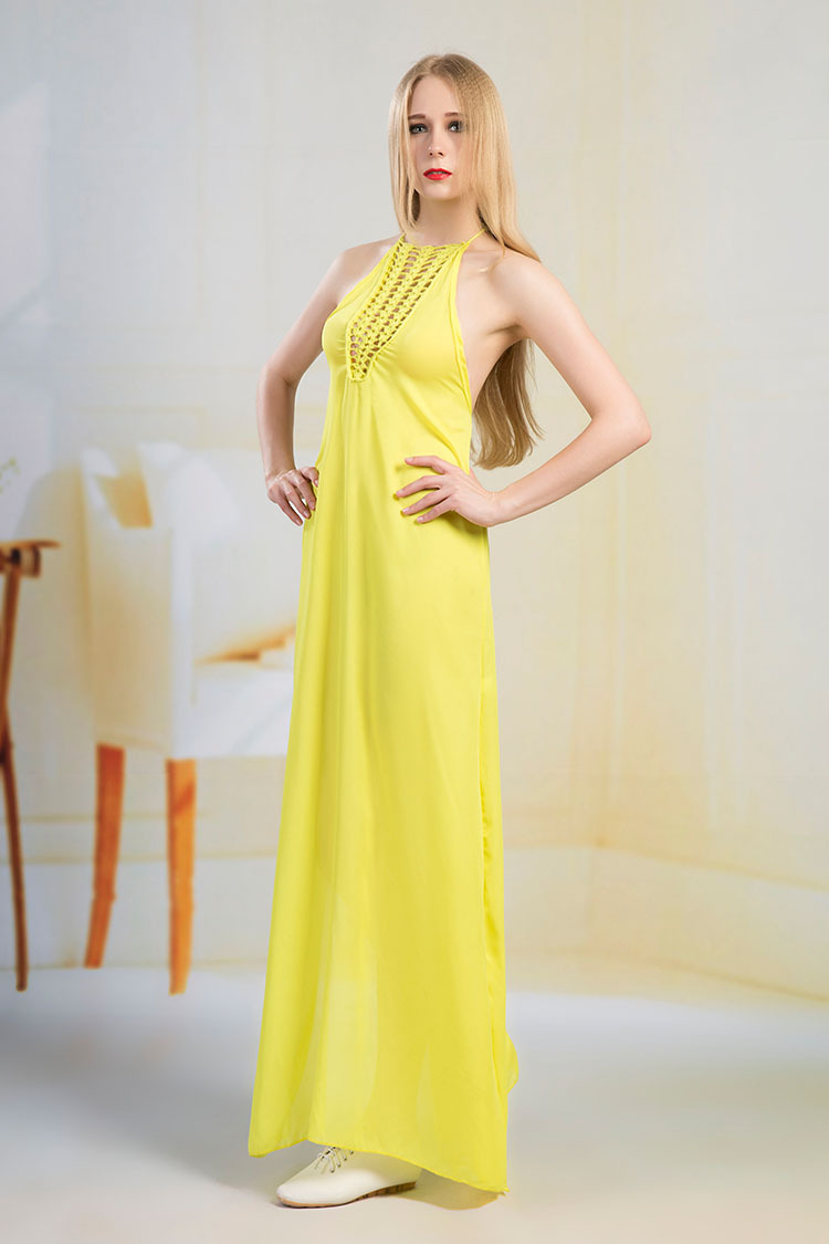 Sexy Hollow Out Beach Dress Crochet Floral Patchwork Chiffon Long Skirt Asymmetrical Design Summer Vacation