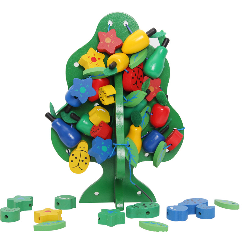 children Early education Souptoys String Fruit tree Interlude toy Wisdom Tree Wooden beads toy String music