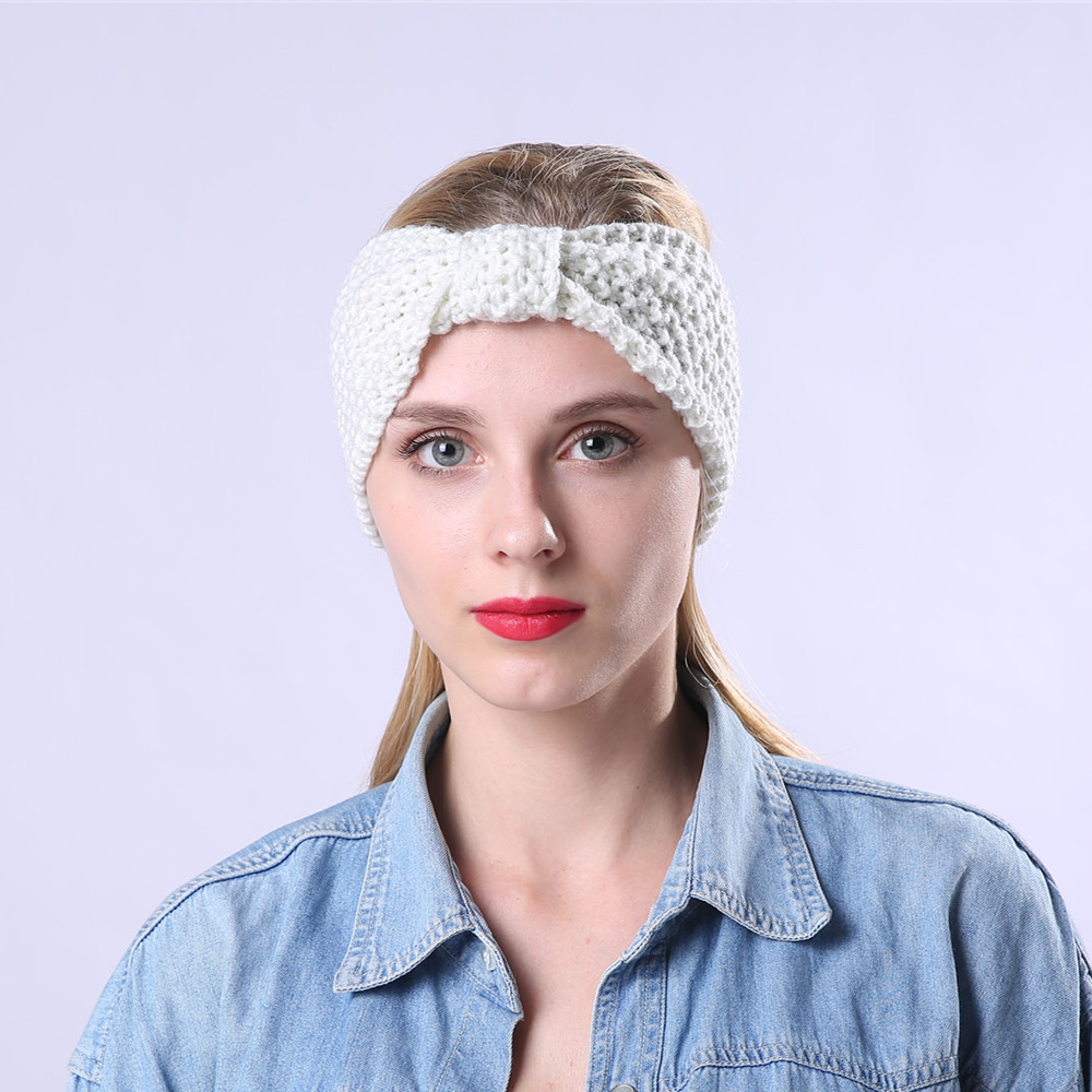 Fascia per maglione lavorata a maglia per accessori e fasce per capelli caldi con fiocco fatto a mano autunno inverno da donna_voghion.com