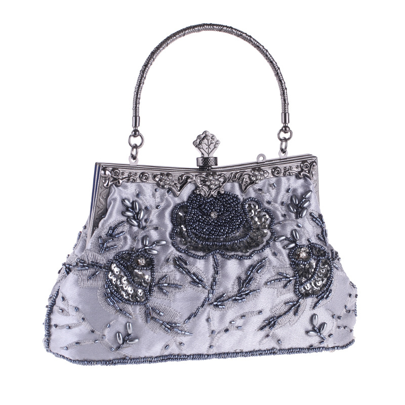 Vintage silk embroidered evening bag NHYG154192