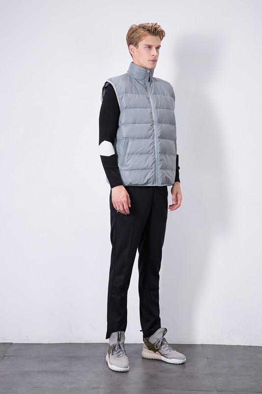 Abbigliamento da uomo invernale riflettente bianco anatra gilet di seta e cotone gilet caldo per sport all'aria aperta_voghion.com
