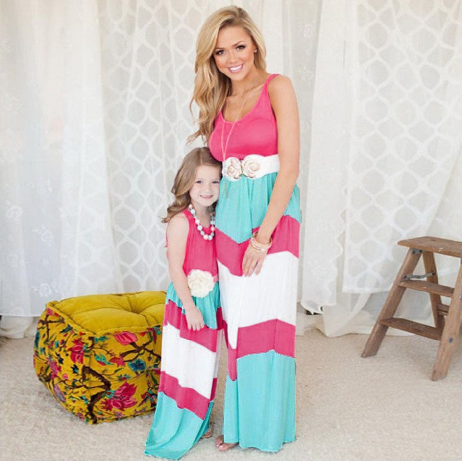 Bohemian Maxi Dress Color Block Design Summer Style Beachwear Wholesale Available low MOQ ready to ship