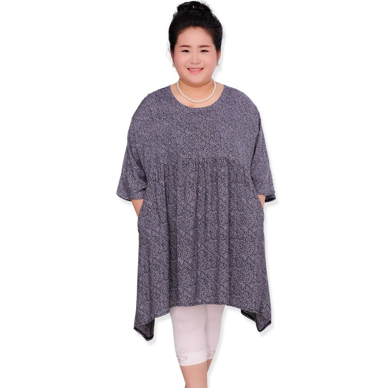 Свободное корейское красивое платье 2018 лето новый темперамент Джокер плюс размер 300 Джинс могут носить толстую маму среднего и пожилого возраста