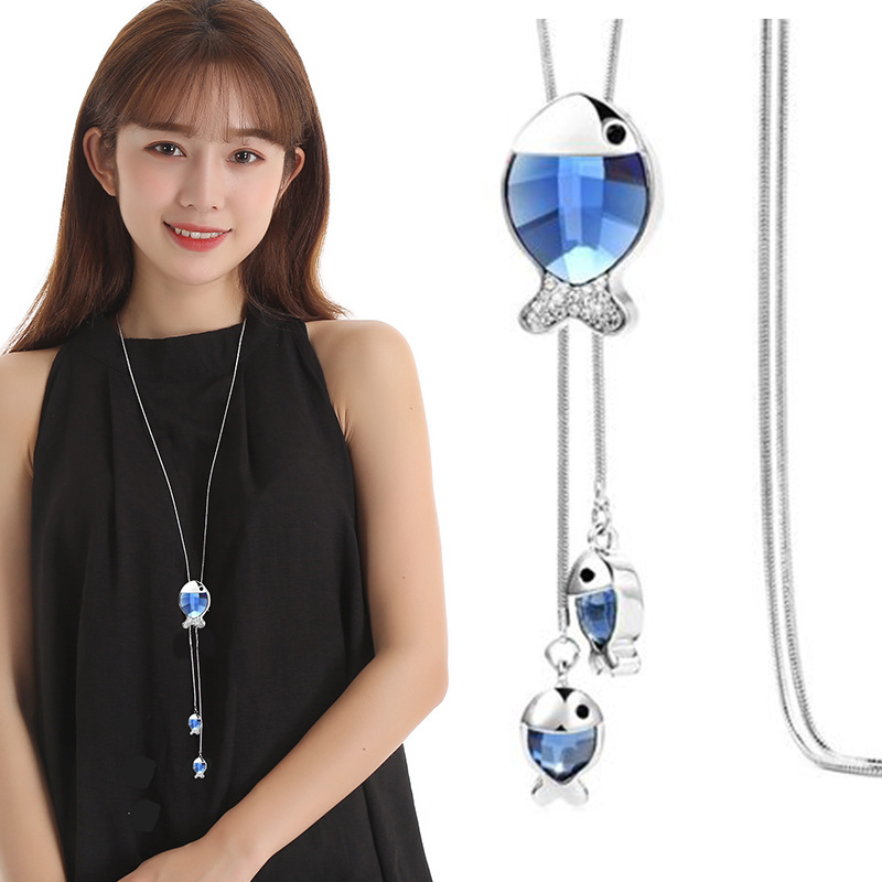 sweater chain Japan and South Korea Autumn and winter have more cash than can be accounted for Versatile lovely Small fish have more cash than can be accounted for tassels Necklace Accessories clothes Pendant wholesale