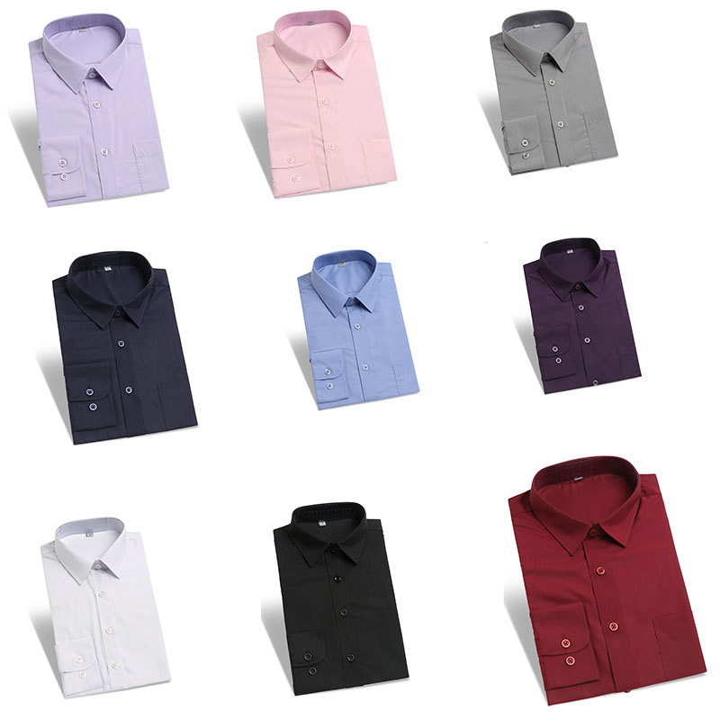 2019年春季教师职业面试正装平纹白衬衣男女同款长袖衬衫棉工作服|ru