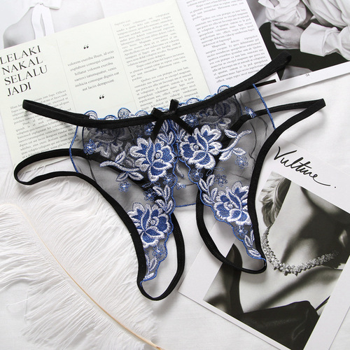 Women's sexy lingerie, sexy lace embroidery suit, bed front and back crotch-free, temptation see-through sexy underwear for women