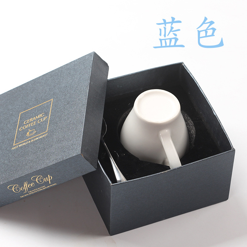 Taza de cerámica creativa taza de agua taza de moda simple taza de café caja de regalo conjunto de cuchara al por mayor