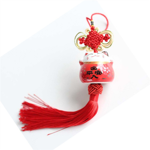 Ceramic lucky cat car pendant Ceramic cartoon cat pendant Lucky cat car pendant wholesale