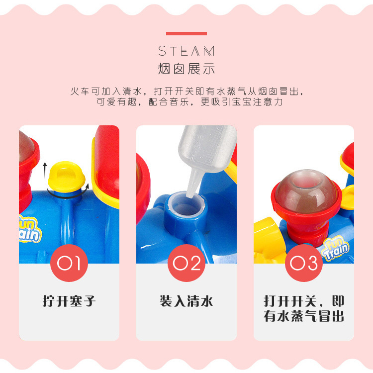 Humo Tren Eléctrico locomotora universal con función de pulverización luz música coche niño niña regalo