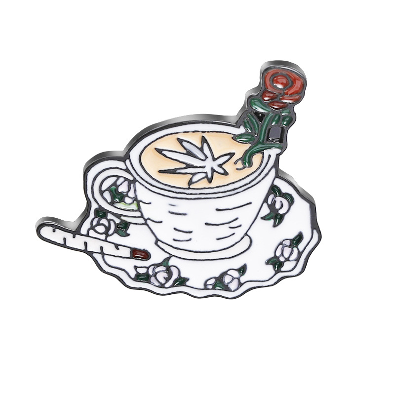 Außenhandel Heiße Brosche Europäische Und Amerikanische Grenz Überschreitende Neue Produkte Rosen Kaffeetasse Ok Gesten Punk Spaß Brosche Frauen Schmuck display picture 2